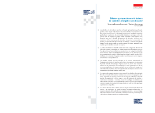 Balance y proyecciones del sistema de subsidios energéticos en Ecuador